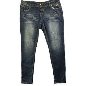 Rocawear Y2K Jeans Women's Plus 40x31 Straight Leg Embroidered‎ Blue Unique Gold